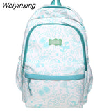 Weiyinxing Pink Travel Cartoon Print Book Bag Trendy Women Cute Leisure School Bags Girl Laptop Fashion Lady College Backpack Kawaii