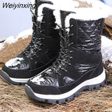 Weiyinxing Winter Ankle Boots Women Waterproof Shoes Keep Warm Non-slip Black Snow Boots Ladies Lace-up Plus Size 42 Grey Boots