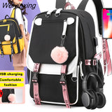 Weiyinxing NEW Women Girls School Back Packs Anti Theft USB Charge Backpack Waterproof Bagpack School Bags Teenage Travel Bag