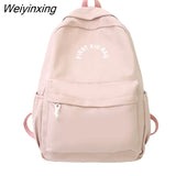 Weiyinxing Fashion Letter Printing Women Backpack Female Solid Color Nylon Travel Bag Kawaii Girl Simple Schoolbag Student School Bag