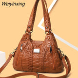 Weiyinxing Soft Washed Pu Leather Shoulder Crossbody Bag for Women 2023 Fashion Ladies Purses and Handbags Female Travel Totes Sac