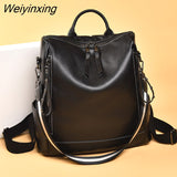 Weiyinxing High Quality Soft Leather Backpack Designer Women Large Capacity Backpack For School Teenagers Girls Fashion Travel Backpack