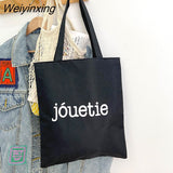 Weiyinxing Canvas Bag for Women New Shopper Handbags Reusable Canvas Shoulder Tote Bag school bags for girl Casual tote bags