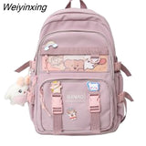 Weiyinxing Harajuku Girl Cute Backpack Solid Color Waterproof School Bag For College Students Female Travel Bagpack Teenagers Book