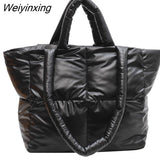 Weiyinxing Women's Simple Space Bags Solid Soft Checker Filled Shoulder Bag Large Capacity Handbags Sense Of Science And Technology