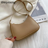 Weiyinxing New Women's Fashion Handbags Retro Solid Color PU Leather Shoulder Underarm Bag Casual Women Handbags 911
