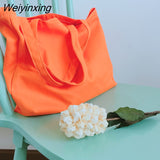 Weiyinxing Women Canvas Shopping Bags Eco Reusable Shoulder Bag Large Capacity Handbag Fabric Cotton Bag for Women Portable Shopping Bags