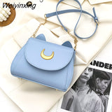 Weiyinxing Autumn Sailor Moon Ladies Handbag Cat Shape Chain Women Shoulder Bag PU Leather Bag Women Tote Bag Crossbody Leather Wallet