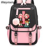 Weiyinxing X Family Anya Forger Anime School Backpack Bag Usb Port School Bags for Girls Teenager Travel Backpack Bag SchoolBag Mochila