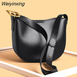 Weiyinxing Ladies Genuine Leather Bucket Handbags Luxury Designer Women Vintage Cowhide Shoulder bags Big Capacity Female Tote Bag