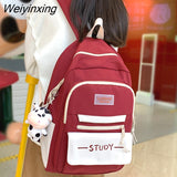 Weiyinxing Travel Waterproof Book Bags Trendy Red Women Student Kawaii Laptop School Bag Female Fashion Lady College Backpack Cute New