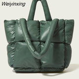 Weiyinxing Large Tote Padded Handbags Designer Quilted Women Shoulder Bags Luxury Nylon Down Cotton Crossbody Bag Winter Purse 2023