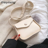 Weiyinxing PU Leather Flap Crossbody Bags for Women 2023 Winter Handbag Solid Color Shoulder Bag Ladies Handbags and Purses