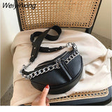 Weiyinxing Chain Design PU Leather Crossbody Bags For Women 2023 Black Shoulder Messenger Handbags Chest Bag Travel Shoulder Bag