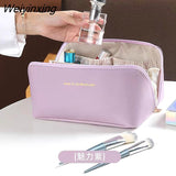 Weiyinxing Travel Cosmetic Bag for Women Leather Makeup Organizer Female Toiletry Kit Bags Make Up Case Storage Pouch Luxury Lady Box