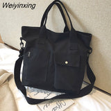 Weiyinxing Women's Tote Shoulder Bag Solid Color Canvas Crossbody Bags for Women Handbags Shopping Bag Ladies Messenger Bag Bolso