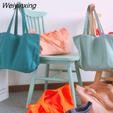 Weiyinxing Women Canvas Shopping Bags Eco Reusable Shoulder Bag Large Capacity Handbag Fabric Cotton Bag for Women Portable Shopping Bags