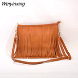 Weiyinxing Tassel Crossbody Bags for Women Elegant Mini Stylish Chic Shoulder Bags Ladies Leisure Solid European Style Messenger Bag