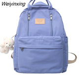Weiyinxing Multifunction Double Zipper Women Backpack Teenager Girls Laptop Backpack Student Shoulder Bag Korean Style School Bag