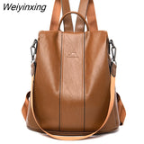 Weiyinxing New Fashion Brand High Quality Leather Backpacks Casual For School Teenagers Girls Large Capacity Travel Ladies Backpacks