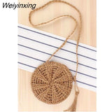 Weiyinxing Handmade Bags for Women Beach Weaving Ladies Straw Bag Wrapped Beach Bag Moon shaped Top Handle Handbags Totes