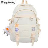 Weiyinxing Women Solid Color School Backpack Black Nylon Female New Rucksack Casual Lady Travel Backpacks Korean Backpack Mochila