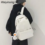 Weiyinxing Solid Color College Student Schoolbag Large Capacity Washing Women Backpack Simple Fashion Teenage Girl Backpacks Cute Bag