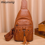 Weiyinxing Women's Bag 2023 Trend Waist Bag Women Shoulder Bags Retro Leather Chest Bag Female Crossbody Handbag Shopper Purse