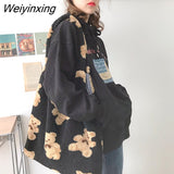 Weiyinxing Women Plush Shoulder Bag Warm Cloth Fabric Handbag Soft Canvas Tote Large Capacity Shopping Bags Cute Bear Book Bags for Ladies