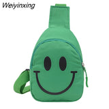 Weiyinxing Cute Cartoon Smiley Baby Backpack Children Boy Girl Chest Crossbody Bags Travel Harness Bag Adjustable Nylon Kids Chest Bag