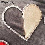 Weiyinxing Red Heart Evening Clutch Women's Designer Chic RhinestoneBlack Wallet Wedding Party Sac A Main