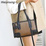 Weiyinxing Genuine Leather Women Handbags Fashion Luxury Brand Large Shoulder Bags High Quality Soft Cowhide Female Messenger Bag Tote