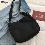 Weiyinxing Simple Messenger Bag Women's Large Capacity Nylon Bag Lady Student Casual Waterproof Canvas Schoolbag Classic Handbag