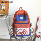 Weiyinxing Fashion Panelled Letter Printing Backpack High Quality Waterproof Nylon Women Backpack Student Couples Schoolbag Bookbag