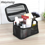 Weiyinxing Women Men Necessary Portable Cosmetic Bag Transparent Travel Organizer Fashion Large Black Toiletry Bags Makeup Pouch