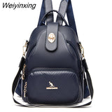 Weiyinxing Women Backpacks Luxury Solid Color Soft Leather Female Travel Shoulder Bags Back pack High Quality School Bags For Girls