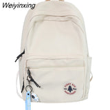 Weiyinxing Solid Color Fashion School Bag College Student Women Backpack Trendy Travel Lady Laptop Cute Backpack Green New Female Bag