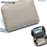 Weiyinxing Women Wallet Genuine Leather Card Holders Female Cowhide Wallets Fashion Small Portable Purses Cute Wallet Coin Bags Clutch