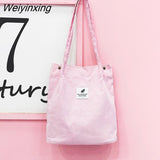 Weiyinxing Women Corduroy Shoulder Bag Reusable Shopping Bags Casual Tote 2023 New Soft Female Handbag Hot sale Canvas Large Size Pocket