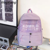 Weiyinxing Letter Printing Waterproof Nylon Backpack Women High Quality Net Travel Bag Cross Rope Laptop Backpack College Schoolbag