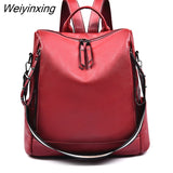 Weiyinxing High Quality Soft Leather Backpack Designer Women Large Capacity Backpack For School Teenagers Girls Fashion Travel Backpack