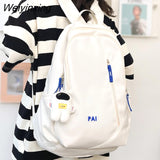 Weiyinxing Girl White Travel School Bag Fashion Cute Female College Backpack Women Nylon Laptop Book Bags Lady Student Backpack Cool