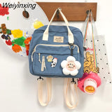 Weiyinxing Multi-function Lovely Girl Backpack Japanese Preppy Style Students Schoolbag Large Capacity Contrast Color Travel Bag New