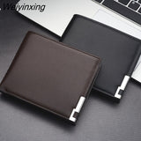 Weiyinxing Hot Selling New Men's Short Wallet Iron Edge Korean Youth Men's Horizontal Wallet Trend Card Pack Purse