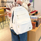 Weiyinxing Product Large Capacity Posh Student Backpack Korean Simple Style Solid Color Shoulder Bag Fashion Schoolgirl Bag Waterproof