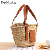 Weiyinxing Rattan Basket Bag Handbags Bohemian Wicker Woven Straw Bags Shoulder Bag Summer Travel Beach Bags for Women 2023 Tote