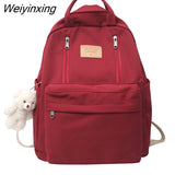 Weiyinxing Multifunction Double Zipper Women Backpack Teenager Girls Laptop Backpack Student Shoulder Bag Korean Style School Bag