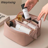 Weiyinxing Travel Cosmetic Bag for Women Leather Makeup Organizer Female Toiletry Kit Bags Make Up Case Storage Pouch Luxury Lady Box