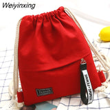 Weiyinxing New Fashion Canvas School Bags Drawstring Backpack Bag Portable Casual Backpack for Women Men Travel Backpack