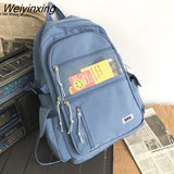 Weiyinxing Large Capacity Students Backpack Korean Pure Color Boys Girls Campus Style Schoolbag Nylon Waterproof Travel Bag Fashion